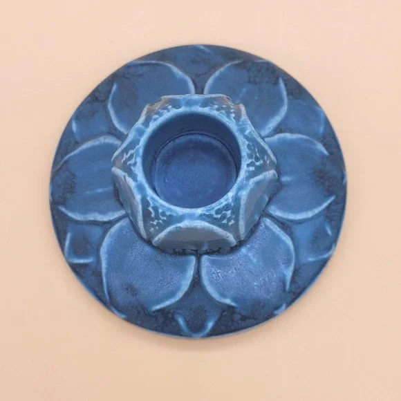 Antique Rookwood Pottery Lily Pad Candlestick Pair #2311 Blue circa 1923 - Picture 3 of 13